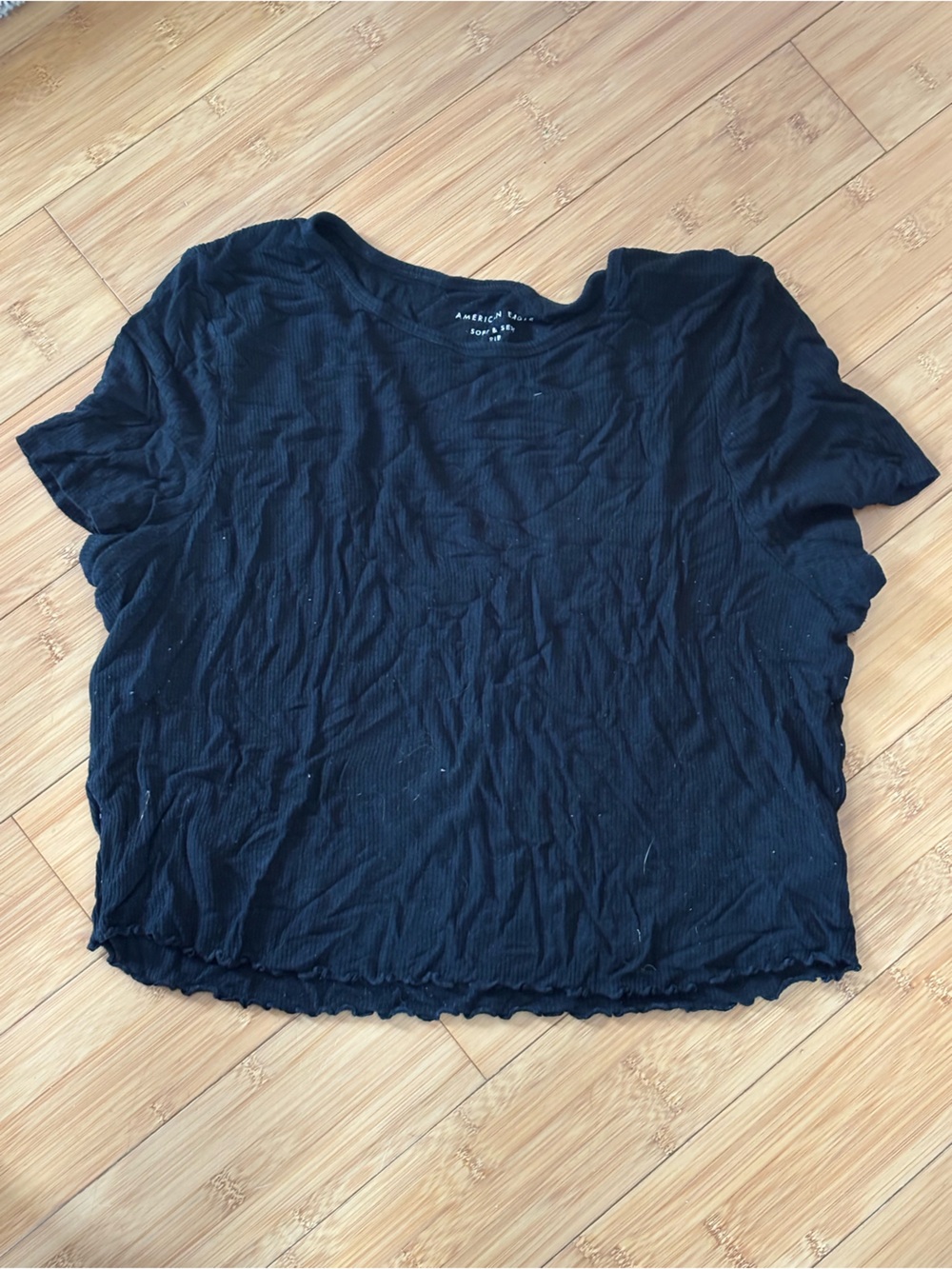 American Eagle Black Rib T Shirt size XL